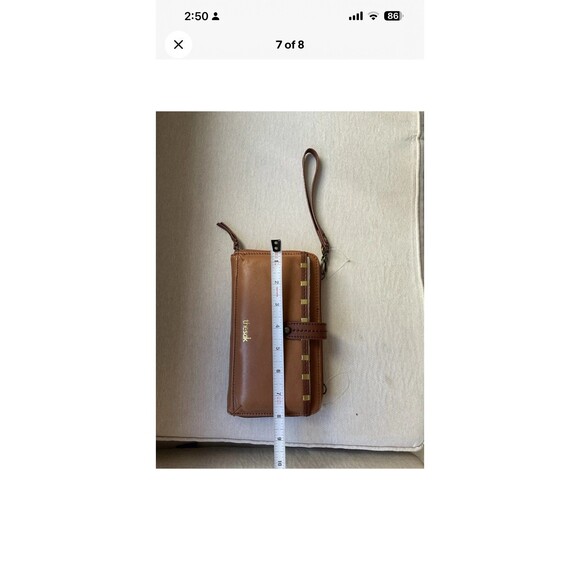 The Sak Iris Large Smartphone Wristlet/Crossbody Bag Brown Leather  NEW - Picture 7 of 8